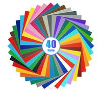 Lya Vinyl 40 Pack Matte Permanent Vinyl Bundle - 40 Matte Colors - 12" x 12" Sheets - Compatible with Cricut & Silhouette Cameo 4 - Outdoor, Metal, Plastic, Glass, Wood, Mirror, Ceramic