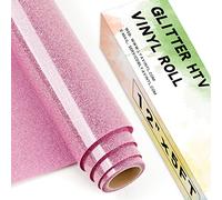 Lya Vinyl Glitter Pink Heat Transfer Vinyl, 12" x 5ft Glitter HTV Vinyl for Cricut,Silhouette Cameo, Glitter Iron on Vinyl for Cloth, Hat, Fabric