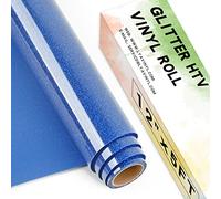 Lya Vinyl Glitter Royal Blue Heat Transfer Vinyl, 12" x 5ft Glitter HTV Vinyl for Cricut,Silhouette Cameo, Glitter Iron on Vinyl for Cloth, Hat, Fabric