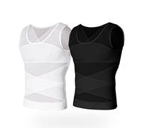 LYAART Gynecomastia Compression Vest, Men Body Shaper Vest Tummy Control Undershirts,Mens Slimming Body Shaper Vest (2pcs,XXL)
