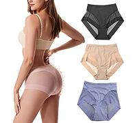 LYAART High Waist Ice Silk Seamless Shaping Briefs,Comfortable Ice Silk Panties,Women's Hip Lifting Tummy Control Panties (B+3 pieces,M)