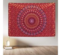 Lyacmy Bohemian Mandala Tapestry Hippie Tapestries Psychedelic Peacock Boho Tapestry Wall Hanging for Bedroom（Purple Red, 51.2 x 59.1 inches）