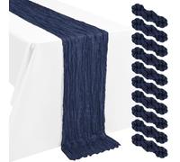 LYAFS 10 Pack Navy Blue Table Runner Cheesecloth 55x300cm 10FT Gauze | Boho,Gauze,Wrinkled texture,Cheese Cloth,Rustic Fabric,Wedding,Party,Birthday,Holiday Decorations,Table Decorations