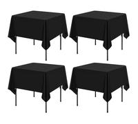 LYAFS 4 Pack Black Square Tablecloth, 52 x 52 Inch, Polyester, Stain Resistant, Washable, Decorative for Weddings, Birthdays, Parties, Banquets