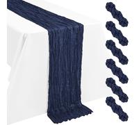 LYAFS 6 Pack Navy Blue Table Runner Cheesecloth 55x300cm 10FT Gauze | Boho,Gauze,Wrinkled texture,Cheese Cloth,Rustic Fabric,Wedding,Party,Birthday,Holiday Decorations,Table Decorations