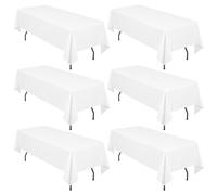 LYAFS 6 Pack White Tablecloth for Rectangle Tables,60 x 102 Inch Polyester Table Covers for 6 Foot Rectangle Tables,Stain Resistant Washable Fabric Table Cloth for Wedding Dining Table Buffet Parties