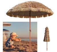 LYAH PARASOL Large 2M Garden Patio Beach Straw Umbrella, Outdoor Tropical Hawaiian Thatch Tiki With Tilt Mechanism, 8 Sturdy Ribs, Stable/Windproof (Size : 5.9ft/1.8M), Multi-colored