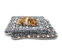 Lyai 2 Pack Guinea Pig Bed Mat, 35x25cm Small Animal Fleece Bed Mat Soft Fluffy Washable, Guinea Pig Sleeping Pee Pad for Bunny Hamster Hedgehog Rat Chinchilla(Blue Stars)