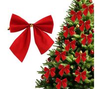 Lyai 36Pcs Red Bows for Christmas Tree, Red Velvet Christmas Bows with Gold Ties for Xmas Tree Decorations, Gift Wrapping, Festive Home Décor Wreath Ornament