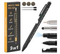 Lyai 9 in 1 Multi Tool Pen with Stylus, Screwdrivers, Ruler and LED Torch, Tactical Pen Gift Set for Men Pocket Multitool DIY, Office Outdoor Cool Gadgets for Him Dad Birthday Easter Gifts