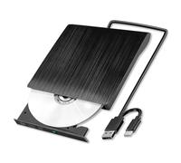 Lyai External CD DVD Drive for Laptop, Portable USB 3.0 and Type-C CD DVD Rw Writer Reader Burner Slim Optical DVD Player for PC, Desktop, Mac OS/Windows 11/10/8/7/XP/Linux