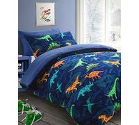 Lyallpur Dinosaur Dino Teddy Fleece Extra Plush Duvet Cover Set with Pillow Cases Bedding (Single)