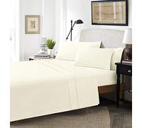 Lyallpur Extra Deep Fitted Sheet 40cm 16inches Depth Polycotton Easy Care Fabric (Cream, Single)