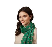 Lyallpur Women Christmas Dog Print Scarf Green Viscose Wrap with Pug & Corgi, Happy Howlidays Theme 7329 (Green)