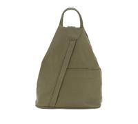 Lyallpur Women Real Leather Triangle Shape Backpack Stylish Multi Pocket Design with Adjustable Strap VPR244 (Olive Green)
