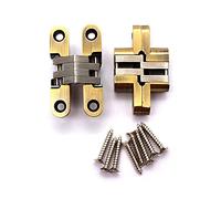 LYANG 2-Pack Hidden Hinges Mortise Mount Invisible Concealed Cross Door Hinge for Folding Door, Stainless Steel with Screws