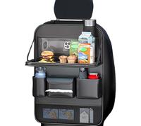 LYangr Car Seat Organizer for VW Passat CC 2008-2015 Leather Multifunctional Storage Pockets with Foldable Table Tray and Tablet Holder, WaterProof Back Seat Protector