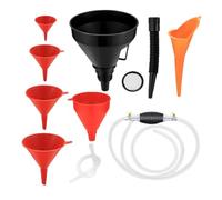 lyanny 8Pcs Fuels Funnel Set, Oil Long Mouth Funnel, Oil Funnel Kit Flexible Funnel with Removable Nozzle And Filter, Long Mouth Funnels for Auto Oil