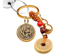 lyanny Brass Gourd Key Chain,Vintage Copper Lucky Charm | Longevity Brass Key Ring Car Pendants, Feng Shui Coin Exquisite For Adults