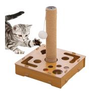 lyanny Cat Nail File Scratcher Box,Wooden Enrichment Board Mat - Cat Scratch Puzzle Box with Bell Ball | for Dog Pet Kitten Puppy Rabbit House Play Indoor