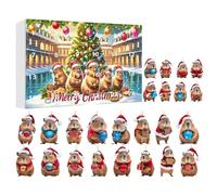 lyanny Christmas Countdown - 2D Flat Acrylic Cute Fun | Capybara Christmas Tree 24 Days | for Walls Trees Home Party Holiday Season Lovers Friends Family Enthusiasts