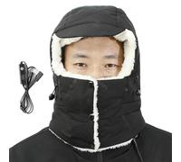 lyanny Heated Balaclava Men, USB Heated Balaclava, Windproof Cycling Face Hat, Face Neck Warmer, Winter Heating Beanie Hat for Motorcycle Cycling Black