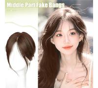 lyanny Topper Middle Side Part Hair,Realistic Hairpiece Topper Middle Part Bangs | Volume Enhancement Supplies Natural Looking Wig Breathable for Women Travel Business Trip Holiday Dating