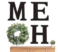 lyanny Wall Sign Home Wooden Home Sign - Rustic Decoration with Artificial Eucalyptus Wreath for Living Room Kitchen Entrance Area Wedding House Warming Festivals