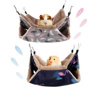 LYART 2 Pieces Guinea Pig Rat Ferret Hammocks and Warm Beds for Small Animals Pet, Squirrel Rat Ferret Cage Accessories and Toys for Sugar Glider Guinea Pig Hamster (1.Flamingo+Feather)