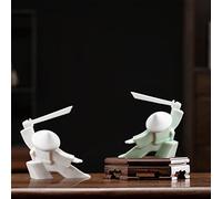 LYART Samurai Statue Decor, Japanese Warrior Decor, Children's Room Statues, Incense Holder for Stick Burner Incense Stick Holder (White)