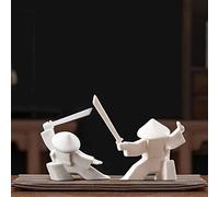 LYART Samurai Statue Decor Japanese Warrior Decor Children's Room Statues, Kongfu Tea Pet Decoration, Incense Holder for Stick Burner Incense Stick Holder (White2 and White3)