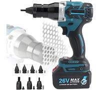 LYAYYDS Cordless Nutsert Tool, 26V 5200mAh Battery Rivet Nut Gun - No Air Compressor Needed, Comes with M3 M4 M5 M6 M8 M10 M12 Mandrels 2x5200mah
