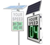 LYAYYDS Solar Radar Speed Meter 20''X27''/24''X35'' Portable Wireless Speed Detector for School Zones & Parking Lots, Solar Powered Traffic Speed Display White-60x90cm/24 x35