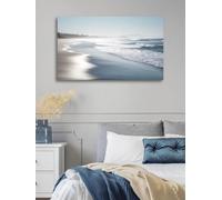 LYBCEOUG Blue White Coastal Beach Canvas, Minimalist Misty Ocean Seaside Wall Decor(60x80cm/No frame)