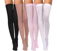 LYBHFCFC 4 Pairs Women's Stay-Up Thigh High Stockings Over The Knee Socks | Silky run-resistant stretch, secure elastic band, for Halloween costumes, anime cosplay, rave outfits, skirts and boots