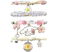 LYBHZDQ 4 Pcs Beaded Cute Bracelets For Teen Girls Women Hand Made Adjustable Charm Bracelets Set Anklets Gifts For Friends