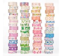 LYBHZDQ 60 Rolls Washi Tape Set, Aesthetic Decorative Masking Tape for Journaling Supplies, Scrapbooking Kit, DIY Arts & Crafts, Bullet Journal, Planner, Junk Journal, Gift Wrapping, School Supplies