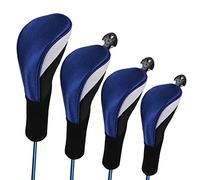 Lybile Golf Club Head Covers for Fairway Woods Driver Hybrids, 4Pcs Long Neck Mesh Golf Club Headcovers Set with Interchangeable No. Tags 3 4 5 6 7 X (Blue)