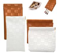 lyBlissor 4PCS Leather Pocket Cosmetic Bag for Purse, Small Makeup Bag for Women, Waterproof Portable No Zipper Coin Purse Lipstick Purse Accessories Bag Organizer, Checkered Travel Storage Pouch