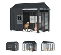 LYBOSH Outdoor Dog Kennel Cover Full Coverage for 8'Dx4'Wx6'H Cages,600d Heavy Duty Waterproof Large Kennel Covers,(Cover Only) Black