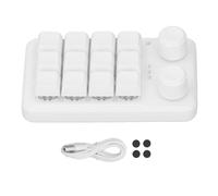 Lybunair 12 Key Mechanical Keyboard with 2 Knobs, 3 Modes, Programmable Blue Switch Keypad for Gaming, Office, Music - White