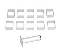 Lybunair Stainless Steel Baking Set, 10PCS Cookie and Fondant Trays Kit with Press Handle for Dessert Decorations and Cookie Crafting (Small Rectangle)