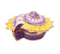 Lybunair Vintage Luxury Conch Jewelry Box Hand Painted Crystal Trinket Organizer for Circles and Earrings