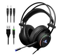 LYCANDER Gaming Headset with Microphone LED Light, 3.5mm input - for PC, PS4, Xbox One, Nintendo Switch and more (Comfort - Black/Rainbow)