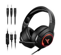 LYCANDER Gaming Headset with Microphone LED Light, 3.5mm input - for PC, PS4, Xbox One, Nintendo Switch and more (Advanced - Black/Orange)