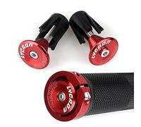 LYCAON Bike Handlebar Grips, Non-Slip Rubber Bicycle Handle Grip with Aluminum Lock, Bike Hand Grip for Scooter Cruiser Urban Bikes Tricycle MTB BMX Foldable Bicycle (Red - Expandable End Caps)