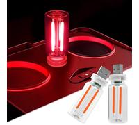 LYCARESUN 2 PCS Car USB Night Light Bulb, Touch Dimmable Car Interior Ambient Lights, Portable Mini USB Retro Glass Bottle Lamp Decorations for Vehicle, Bedroom, Hallway, Camping (Red)