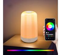 Lycasia Smart Table Lamp, Touch Control Bedside Smart Lamp with Bluetooth Surplife APP Stepless Dimming,16 Million RGB Colour Changing USB Rechargeable LED Night Light for Bedroom,Living Room