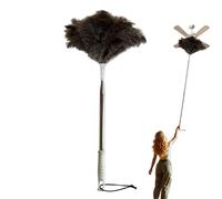 Lycbayn Genuine Ostrich Feather Duster, Extendable Long Handle from 24 to 80 Inches, Fluffy Handheld Natural Cleaning Supplies for Cars, Blinds, and Furniture