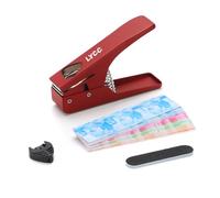 LYCC DIY Guitar Pick Punch Maker Kit, Premium Custom Plectrum Cutter Tool with 16 Starter Strips, Pick Clip & Smoothing File, Heavy Duty Stainless Steel Blade, Unique Gift for Guitar Players,red